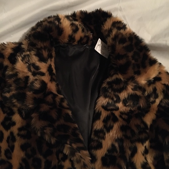 Faux fur leopard cheetah overcoat jacket coat - Picture 4 of 7